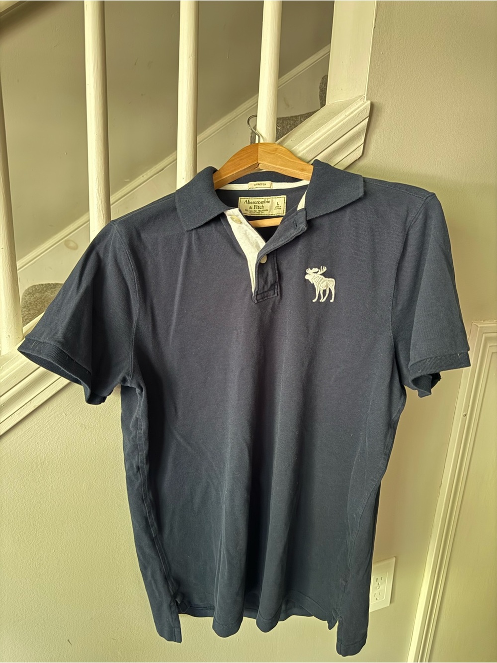 Abercrombie & Fitch Navy Polo with White Contrast Placket Y2K